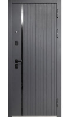 Входная дверь 10см 2 МДФ Букле Графит Зеркало Эмалит Белый - фото